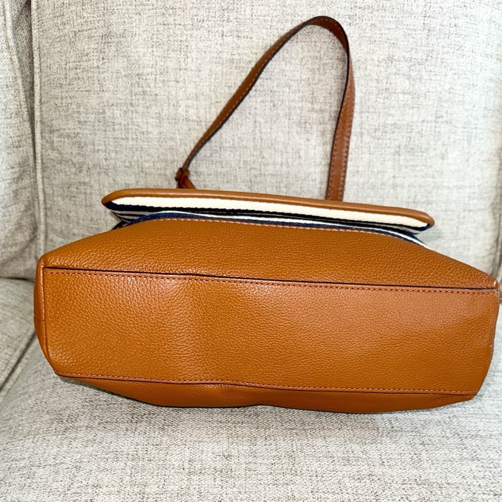 Brighton Sea to Shore Navy and White Striped Tote with Brown Anchor Accent - Picture 6 of 15